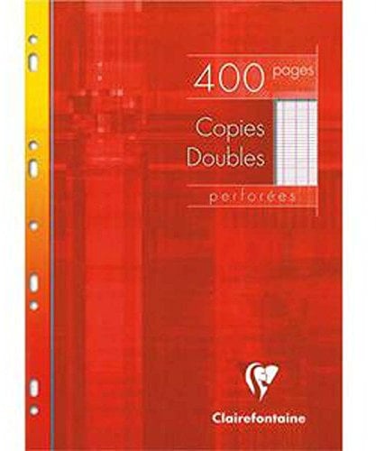 Lot de 2 Copies doubles perforées blanches, Format 21 x 29,7 cm, 400 pages, grands carreaux seyès, 90g - Sous étuis carton -