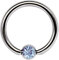 Ohrpiercing Titan Piercing Ring 1,2 x 10 mm mit Zirkonia Kugel in hellblau