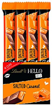 Lindt Schokolade HELLO Sticks Salted Caramel | 24 x 39 g Riegel | Vollmilch-Schokoladen Sticks mit zartflüssigem Karamel und einem Hauch von Salz | Großpackung | Schokoladengeschenk | Schokoriegel