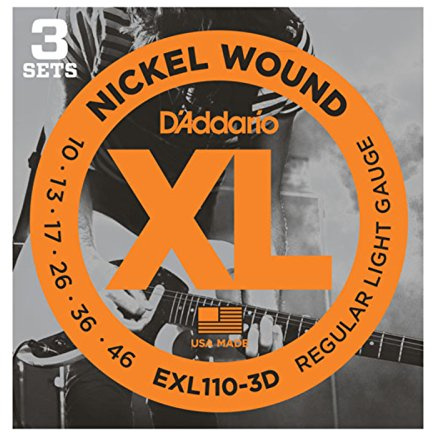 D'addario Guitar Strings, Electric 10-46 Regular Light EXL110-3D, 3 Pack, Nickel Thread, Outlet-shaped Core