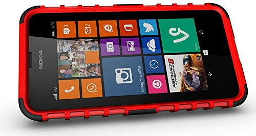 London Gadget Store For Huawei P8 Lite Shock Proof Dual Layer Hybrid Armour Hard Silicone Skin Case Cover Integrated KickStand with Screen Protector - Red