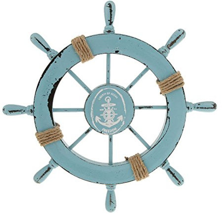 nautischen Boot Schiff Rad Steuerrad Haus aus Holz Wand Deko Party (hellblau)