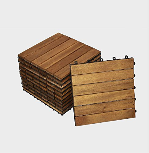 SAM Terrassenfliesen 01, Akazienholz geölt, 66 Fliesen für 6m², 30x30cm, Bodenbelag, Garten- Klickfliese