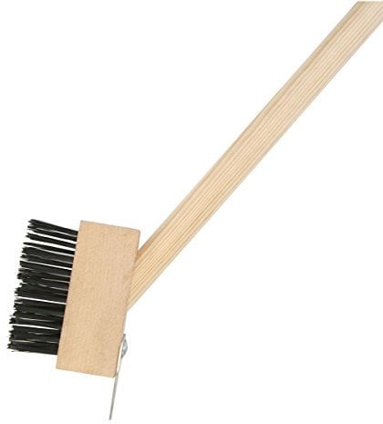 Xclou Unkraut-Fugenbürste mit Fugenkratzer, Terrassenbürstebürste mit langem Stiel, Fugen-Bürste aus Holz für Platten & Fliesen im Garten, Unkrautentferner für Gras & Moos