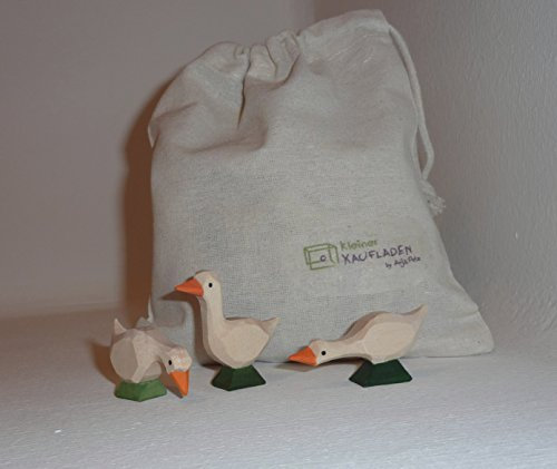 Lotte Sievers-Hahn Gans/Gänse Gruppe mit Baumwollbeutel Krippenfigur