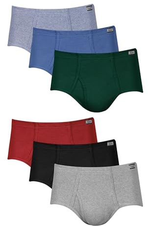 Hanes Men's Pack, Mid-Rise Briefs, Stretch Cotton Underwear, Classic, (Pack of 6) (Colors May Vary), Gray, Large