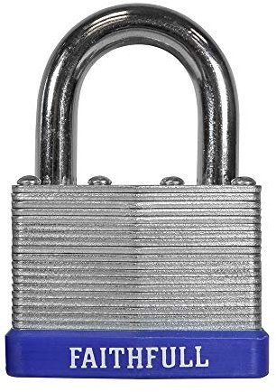 Faithfull QC0150 Hardened Steel Shackle/Laminated Steel Padlock - 50mm + 3 Keys