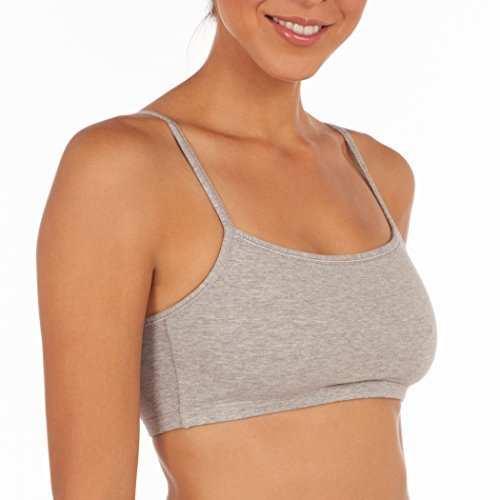 Fruit of the Loom Women's Spaghetti Strap Cotton Pullover Sports Bra Value Pack, Opaque, White/Heather Grey/Black-6 Pack, 32 (Pack of 6)