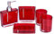Yosoo 5-Stück Erstklassig Badezimmer Set (aus Hochwertige Acryl mit Diamanten) Bad Accessoire Set Lotion-Flaschen, Zahnbürstenhalter, Zahn-Becher, Seifenschale (Rot)