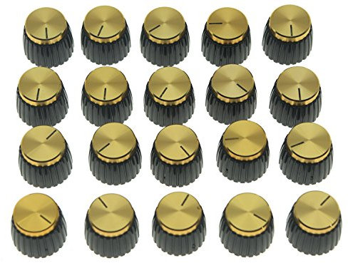 KAISH 20 piezas guitarra amplificador push on perillas negro w/oro tapa para amplificador Marshall
