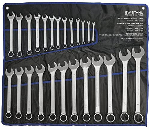 SW-Stahl 00922L Gabelringschlüsselsatz 1/4 11/4 Zoll, 25-teilig I Ringschraubenschlüssel I Doppel-Schraubenschlüssel I Ringschlüssel-Set I Maulschlüssel I Ringmaulschlüssel