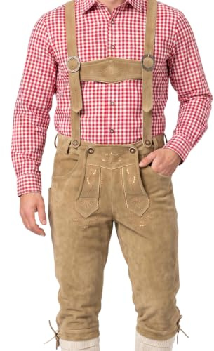 German Wear Trachtenlederhosen Trachten Lederhose Kniebundhose Trachtenhose mit Hosenträger