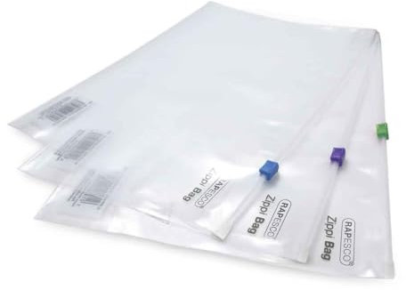 Rapesco 0796 Pochette Document Zippi avec Zip en Plastique, A4+, Transparent, Lot de 25