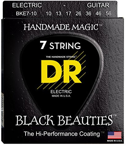 DR Strings Black Beauties™ - Cuerdas para guitarra eléctrica (7 cuerdas, tamaño mediano, 10-56), color negro