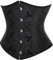 SZIVYSHI Women'S Underbust Satin Lace Up Waist Cincher Corset Shaper Bustier Top Jacquard Black 2XL