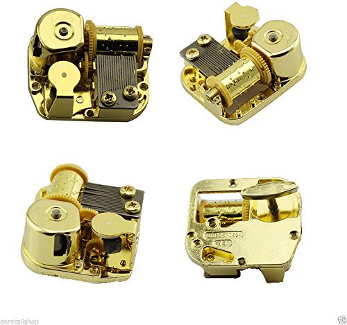 Laxury vergoldeter 18-Noten-Aufziehmechanismus für DIY-Spieldosen, verschiedene süße Melodien erhältlich, metall, gold, Tune:Happy Birthday