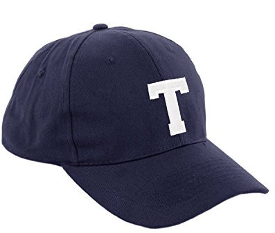 Morefaz Unisex Jungen Mädchen Mütze Baseball Cap Marineblau Hut Kinder Kappe Alphabet A-Z TM (T)