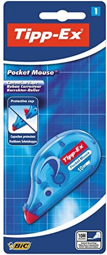 Tipp-Ex 820790 Korrekturroller Pocket Mouse mit Schutzkappe, 10m x 4.2mm, 1 Stück, Ideal für das Büro, das Home Office oder die Schule