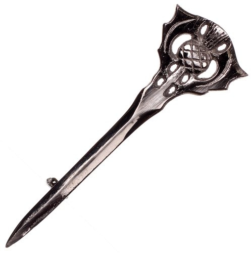 Nouvelle broche à kilt traditionnelle écossaise antique en acier avec embout en chardon et verrou pivotant