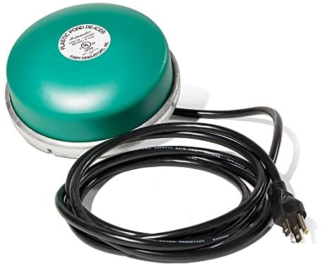 Farm Innovators Teich-Enteiser-Heizung aus Aluminiumguss, 1250 W, 19,1 cm, schwimmend, mit eingebauter Thermostatsteuerung und 3 m Kabel, Grün