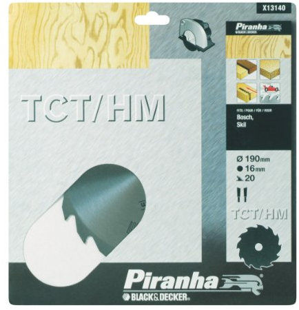 Piranha HM-Kreissägeblatt 20 Zähne, TCT/HM (Ø190 mm, 16 mm Sägeblattbohrung, passend für Bosch / Skil) X13140