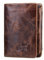 Contacts Portefeuille 3 volets en cuir véritable pour homme, Marron Foncé, one size