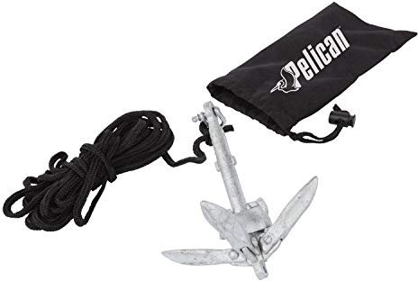 Pelican Compact Anchor Kit - für Kajak, Kanu, SUP - Schlauchboote oder kleine Boote - Faltbare Aufbewahrungstasche - Ideal zum Angeln Kajak Bootfahren (0,7 kg), Grau/Schwarz