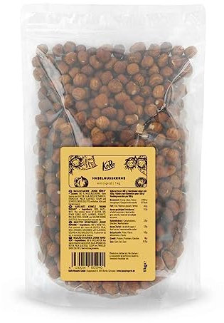 KoRo - Haselnusskerne 1 kg - Extra große Nüsse ohne Schale und ohne Zusätze mit aromatischem Eigengeschmack perfekt im Müsli oder zum Backen