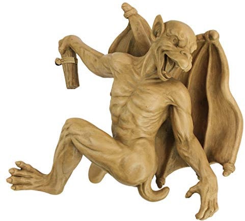 Design Toscano NG832115 Gaston the Gothic Gargoyle Climber Hanging Statue, Medium, 33 cm, Polyresin, Gothic Stone