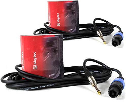 2x 5m Professional Speaker Cables NL2 Male to 6.3mm Jack Audio Mixer Amplifier Cable Set - Noise-Free Robust Leads for PA Systems & Live Sound Applications