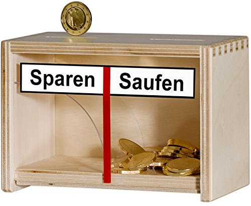Witzige Spardose für Erwachsene | Sparen/Saufen | Braun | Geld rutscht Immer zum Bier | Bierkasse | Sparschwein lustig | Sparbüchse | Biergeschenke | Geschenke für Männer zum Geburtstag