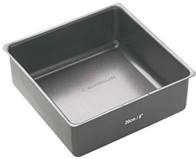 MasterClass Bandeja para hornear, molde para tartas de fondo suelto sin PTFE, PFOA ni BPA, molde profundo para tartas, acero al carbono, cuadrado, 20 cm (8)