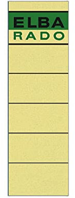 Elba Ordner Rückenschilder rado kurz, selbstklebend aus Papier, für Rückenbreite 8 cm,chamois, Beutel mit 10 Schildern