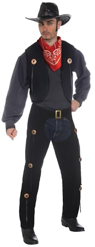 Rubies Cowboy Vest & Chaps Costume Kit for Adults, Men's Standard