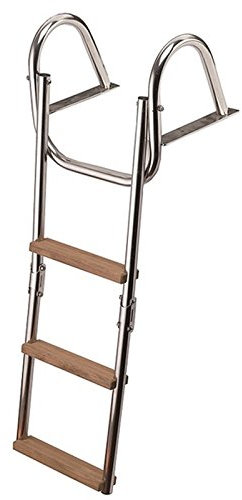 Scala Scaletta in Acciaio Inox 3 Gradini in Legno Teak per Barca Gommone 86 cm