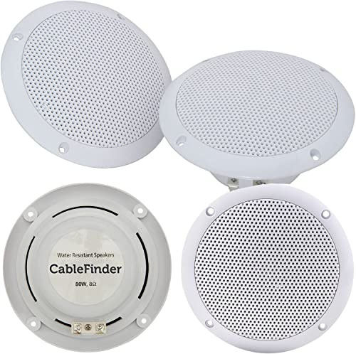 Loops EXCLUSIVE - 4x Moisture Resistant Ceiling Speakers -80W 8Ohm 5” Kitchen Bathroom 2 Way Loud