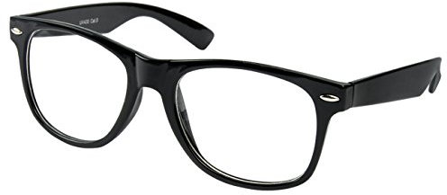 Ciffre Sonnenbrille Nerdbrille Nerd Retro Look Brille Pilotenbrille Vintage Look - ca. 80 verschiedene Modelle Schwarz Klar Glas