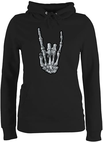 Shirtracer - Pullover Damen Hoodie Frauen - Heavy Musik Hard Rock - Metal Horns Skelett Hand