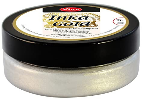 Viva Decor Inka Gold 62,5g (Platin) - Einfach auftragbare, wachshaltige Metallic Polierpaste. Schnell Trocknender Metallglanz, Hochglanz-Effekte für DIY. Dekorpaste für Holz, Ton & Terracotta