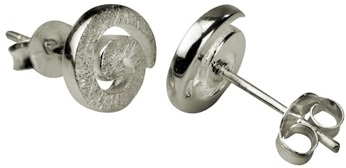 SILBERMOOS Damen Ohrstecker Spirale klein rund matt Sterling Silber 925 Ohrringe