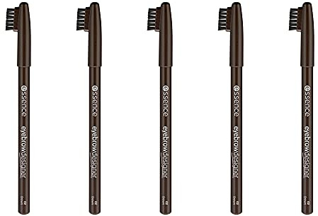 essence eyebrow DESIGNER, Eye Pencil, Augenbrauenstift, Nr. 02 brown, braun, definierend, vegan, Mikroplastik Partikel frei, Nanopartikel frei, 5er Pack (5 x 1g)