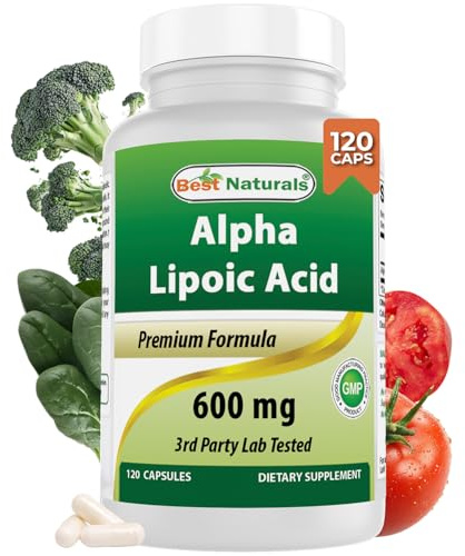 Best Naturals Alpha Liopic Acid 600 mg 120 Count - ALA Alpha Lipoic Acid Powerful Antioxidant