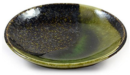 Petit Plat En Céramique Japonais Pour Les Sauces Et Sushi - Grès émaillé Vert Irisé - 10cm