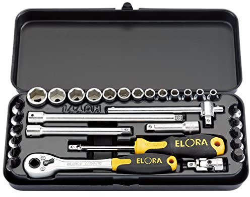 Draper 25931 Elora Metric Socket Set, 1/4 Square Drive, Blue, 31 Pcs