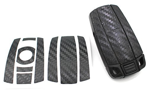Finest-Folia Schlüssel Folie K141 für 3 Tasten Auto Schlüssel (nur Keyless Go) Folien Cover (Schwarz Carbon)