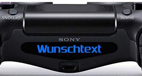 2X Sticker WUNSCHTEXT Aufkleber für Sony Playstation 4 Controller Light PS4 Light bar Wunschname Decal Logo