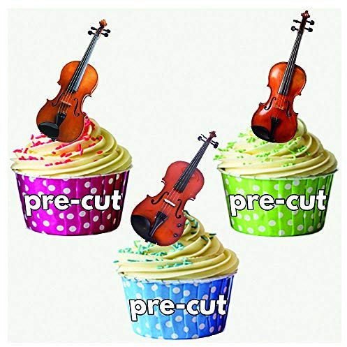 AK Giftshop Violine Mix – essbar Stand-up Cupcake Topper (Pack von 12, Lila, 12 Stück, Kuchendekoration)