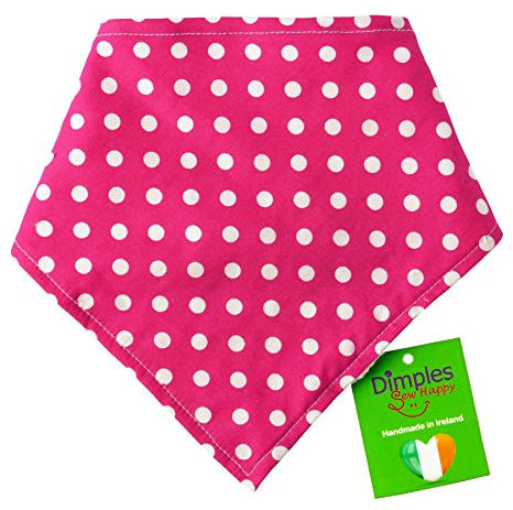 Dimples Hundehalstuch - Pink gepunktet/Punkte - Halstuch für kleine mittlere und Grosse Hunde Welpen und Katzen - Hunde Besitzer Geschenk - Handgemachtes Hunde Accessoire 25cm