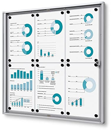 Schaukasten innen 6x DIN A4 | Brandschutz B1-Norm | Info-Vitrine Baustoffklasse B1 nach DIN 4102 schwer entflammbar | magnetische Rückwand, abschließbar | brandsicher für Innenbereich & Wandmontage
