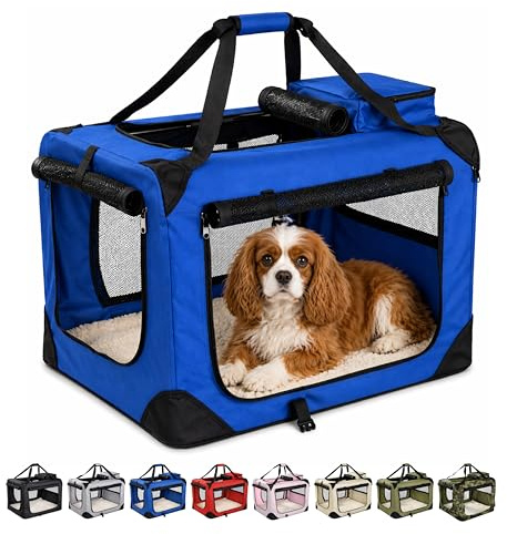 Floofy Friends Soft-Sided Dog Travel Crate - Foldable, Breathable Pet Carrier for Small Dogs & Cats, Ideal for Car Travel & Home Use